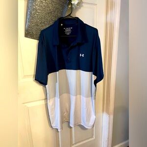 Under Armour Men's Blue and White Polo Shirt 3XL